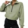 thumbnail image 1 of AKOEE Cotton Sweatshirts Half Zip Pullover Tops for Women Casual Fall Winter Crop Sweater Sportswear with Pocket (XL, Green), 1 of 6
