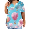thumbnail image 1 of AKOEE Cotton T-shirts Plus Size Short Sleeve Tops Women Summer Casual Tshirts Striped V Neck Tees (XL, Sky Blue), 1 of 5