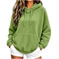 thumbnail image 1 of AKOEE Flannel Hoodies for Women with Kangaroo Pocket Baggy Sweater Tops Drawstring Fleece Hooded Sweatshirt (L, Green), 1 of 8