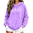 thumbnail image 1 of AKOEE Flannel Hoodies for Women with Kangaroo Pocket Baggy Sweater Tops Drawstring Fleece Hooded Sweatshirt (L, Purple), 1 of 8