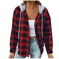 thumbnail image 1 of AKOEE Flannel Plaid Jackets for Women Hoodie Button Down Shirt Shackets Long Sleeve Fashion Hooded Fall Outerwear (X-Large, Red), 1 of 6