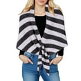 thumbnail image 1 of AKOEE Flannel Shawl Wraps Women Trendy Striped Plush Warm Knit Poncho Cape Soft Wraps for Office Travel Party (One Size, B), 1 of 6
