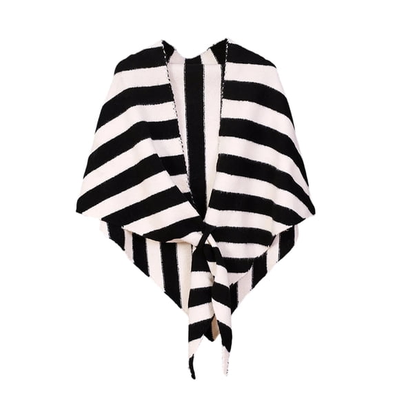 AKOEE Flannel Shawl Wraps Women Trendy Striped Plush Warm Knit Poncho Cape Soft Wraps for Office Travel Party (One Size, E)