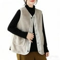 thumbnail image 1 of AKOEE Fleece Vest for Women Jackets with Pockets Faux Shearling Sleevleess Button Up Winter Coats Fuzzy Outerwear (L, Beige), 1 of 4