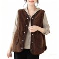 thumbnail image 1 of AKOEE Fleece Vest for Women Jackets with Pockets Faux Shearling Sleevleess Button Up Winter Coats Fuzzy Outerwear (M, Brown), 1 of 4