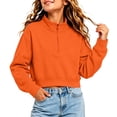 thumbnail image 1 of AKOEE Girls' Crop Sweatshirts Half Zip Plain Pullover Cotton Long Sleeve 5-16Y Sports Casual Loose Fall Tops (14-15 Years, Orange), 1 of 7