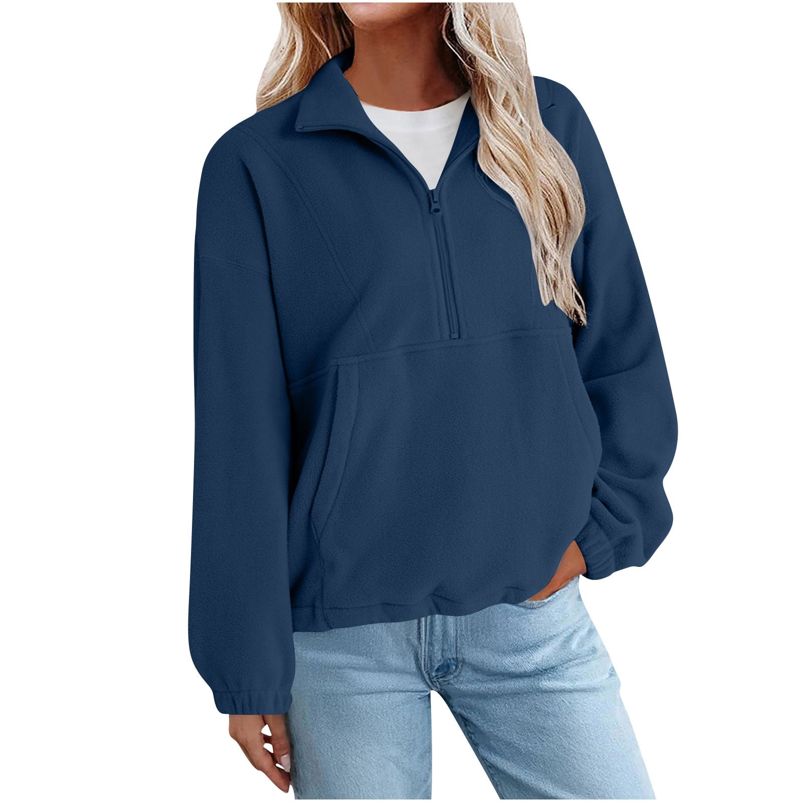 Women's Half Zipper Pullover Long Sleeve Sweater main image 1