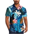 thumbnail image 1 of AKOEE Hawaiian Shirts for Men Short Sleeve Button Down Collared Blouses Lightweight Graphic Printed Tops (L, Blue), 1 of 6