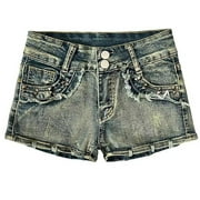 AKOEE Jeans Shorts for Women Trendy Stretch Ripped Denim Hot Summer Shorts Low Rise Fashion Y2k Short Pants S, Blue