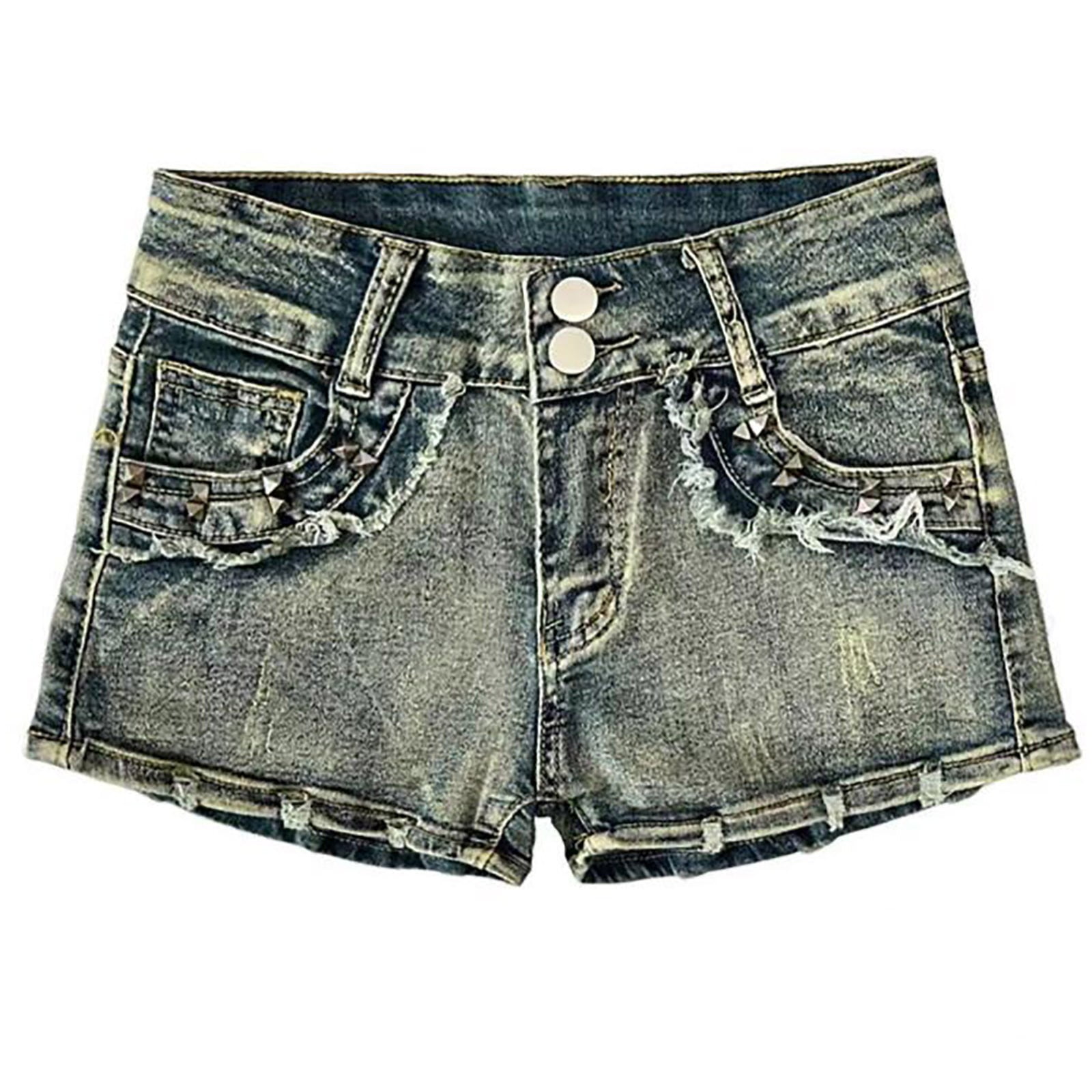 AKOEE Jeans Shorts for Women Trendy Stretch Ripped Denim Hot Summer ...