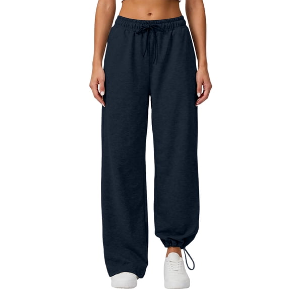 AKOEE Joggers Pants for Women Casual Lightweight Sweatpants Loose Fit Elastic Waist Drawstring Sweatpants (S, Navy)