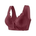 thumbnail image 1 of AKOEE Lace Bras for Women Front Closure Plus Size Push Up Wireless Bra Seamless Seniors Comfortable Underwear (L, Wine), 1 of 7
