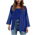 thumbnail image 1 of AKOEE Long Sleeve Linen Cardigans for Women Lightweight Casual Solid Color Opent Front Cardigan with Pockets (M, Blue), 1 of 7