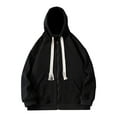 thumbnail image 1 of AKOEE Men's Cotton Full-zip Jackets Hooded Sweatshirts Drawstring Hoodie Pockets Long Sleeve Spring Fall Outerwear (M, Black), 1 of 7