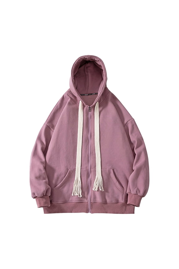 Men's Cotton Full-zip Jackets Hooded Sweatshirts Drawstring Hoodie Pockets Long Sleeve Spring Fall Outerwear (XL, Purple)