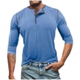 thumbnail image 1 of AKOEE Men's Long Sleeve T-Shirts Slim Fit Tops Casual Base Henley Tees with Buttons Poly-Cotton Spring Fall Tshirts (2XL, Light Blue), 1 of 7