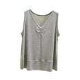 thumbnail image 1 of AKOEE Modal Cotton Tank Tops Soft Pajama Sleep Tees for Women with Pleats Solid Sleeveless Base Undershirt (2XL, Gray 01), 1 of 6