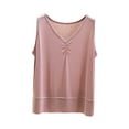 thumbnail image 1 of AKOEE Modal Cotton Tank Tops Soft Pajama Sleep Tees for Women with Pleats Solid Sleeveless Base Undershirt (L, Pink 01), 1 of 6