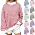 thumbnail image 1 of AKOEE Oversized Mock Neck Sweatshirts Womens Striped Pullover Plus Size Sweater Drop Shoulder Long Sleeve Tops (2XL, Red), 1 of 6