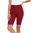 thumbnail image 1 of AKOEE Plus Size Shorts for Women High Waist Soft Leggings Stretch Workout Yoga Biker Summer Shorts with Slits (M, Wine), 1 of 6