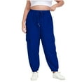 thumbnail image 1 of AKOEE Plus Size Womens Cotton Sweatpants Multi-pockets Elastic Waist Drawstring Cargo Pants with Cinched Bottom (4XL, Blue), 1 of 8