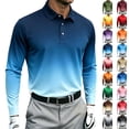 thumbnail image 1 of AKOEE Polos Golf Shirts for Men Gradient Color Button Collared Tops Sports Casual Long Sleeve Blouses, Navy 3XL, 1 of 6