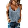 thumbnail image 1 of AKOEE Sequin Camisole Tops for Women Sleeveless Sparkle Glitter Tank Shirt Fashion Party Club Going Out Outfit (2XL, Light Blue), 1 of 7