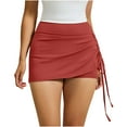 thumbnail image 1 of AKOEE Skorts Shorts for Women Activewear Sports Tennis Fake 2-piece Side Drawstring High Waist Skirted Leggings (S, Red), 1 of 8