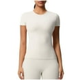 thumbnail image 1 of AKOEE Spandex Workout T-shirts Summer Yoga Tops Womens Quick Dry Athletic Short Sleeve Round Neck Tees (XL, White), 1 of 6