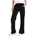 thumbnail image 1 of AKOEE Straight Leg Pants for Women with Pockets Drawstring Elastic Waist Linen Sweatpant Split Hem Casual Trouser (S, Black), 1 of 5