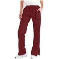 thumbnail image 1 of AKOEE Straight Leg Pants for Women with Pockets Drawstring Elastic Waist Linen Sweatpant Split Hem Casual Trouser (S, Wine), 1 of 5