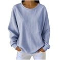 thumbnail image 1 of AKOEE Striped Sweatshirts for Women Crewneck Baggy Pullover Long Sleeve Tops Casual Loose Fall Winter Sweaters (2XL, Blue), 1 of 8