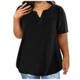 thumbnail image 1 of AKOEE Summer Plus Size Cotton T Shirts Womens Loose Fit V Neck Tops Short Sleeve L-5X Stretch Casual Large Tees (4X-Large, Black), 1 of 4