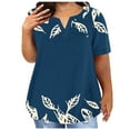 thumbnail image 1 of AKOEE Summer Plus Size Cotton T Shirts Womens Loose Fit V Neck Tops Short Sleeve L-5X Stretch Casual Large Tees (XX-Large, Navy), 1 of 5