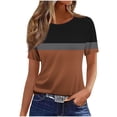 thumbnail image 1 of AKOEE T-shirts Tshirts for Women Short Sleeve Crewneck Graphic Basic Tees Casual Trendy Summer Tops, Black #A L, 1 of 6