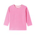 thumbnail image 1 of AKOEE Toddlers Kids Cotton Tops Striped T-Shirts Long Sleeve Crewneck Soft Casual Basic Tee 1-9Y Boys Girls (6-7 Years, Pink), 1 of 6