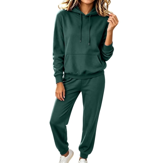 AKOEE Two Piece Sweatsuits for Women Long Sleeve Pullover Hoodie + Joggers Pant Sets Fall Casual Sweat Suits (XL, Army Green)