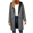 thumbnail image 1 of AKOEE Women's Hooded Wool Blend Coat Mid-length Casual Tweed Jacket with Pockets Long Sleeve Winter Outerwear, Dark Gray-A S, 1 of 7