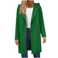 thumbnail image 1 of AKOEE Women's Hooded Wool Blend Coat Mid-length Casual Tweed Jacket with Pockets Long Sleeve Winter Outerwear, Green-B S, 1 of 8