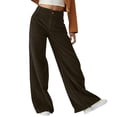 thumbnail image 1 of AKOEE Women's Wide Leg Corduroy Pants with Pockets High Waisted Straight Fit Work Dressy Casual Trousers (XL, Brown), 1 of 6