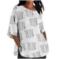 thumbnail image 1 of AKOEE Womens 3/4 Length Plus Size T Shirt Graphic Print Loose Crew Neck Tops Short Sleeve S-5X Casual Large Tees (3X-Large, White 01), 1 of 5