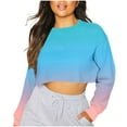 thumbnail image 1 of AKOEE Womens Cropped Sweatshirts Long Sleeve Floral/Striped Print Graphic Crewneck Pullover Loose Fall Tops (XL, Sky Blue), 1 of 5