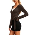 thumbnail image 1 of AKOEE Yoga Tops for Women Long Sleeve Wrap Tie Workout Tee Shirts Casual Soft Slim Fitted Pilates Gym Clothes (XL, Brown), 1 of 6