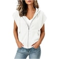 thumbnail image 1 of AKOEE Zip Up Hoodie for Women Sleeveless Jackets with Pockets Cap Sleeve Baggy Sport Casual Hooded Sweatshirt (L, White), 1 of 7
