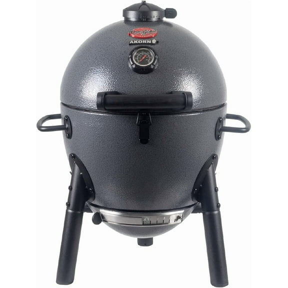 AKORN Jr. Portable Kamado Charcoal Grill and Smoker with Cast Iron Grates and Locking Lid with 155 Cooking Square Inches in Ash