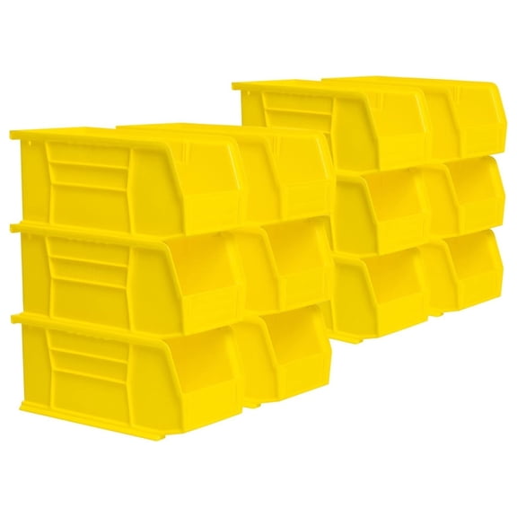 Akro-Mils 12 Pack AkroBins Plastic Storage Bins, Space-Saving Organizers, Yellow