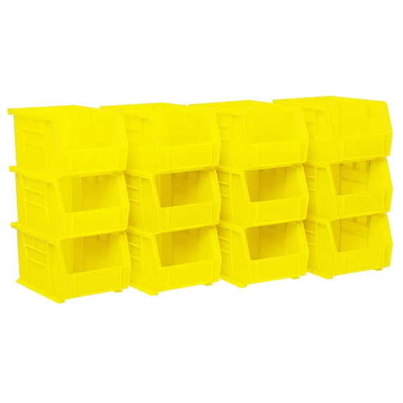 Akro-Mils 12 Pack AkroBins Plastic Storage Bins, Space-Saving Organizers, Yellow
