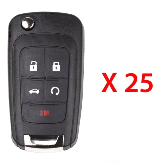 AKS KEYS Compatible with Buick Chevrolet GMC New Keyless Remote 5 Button Flip Car Key Fob Select Vehicles That Use FCC# OHT01060512 (25 Pack)