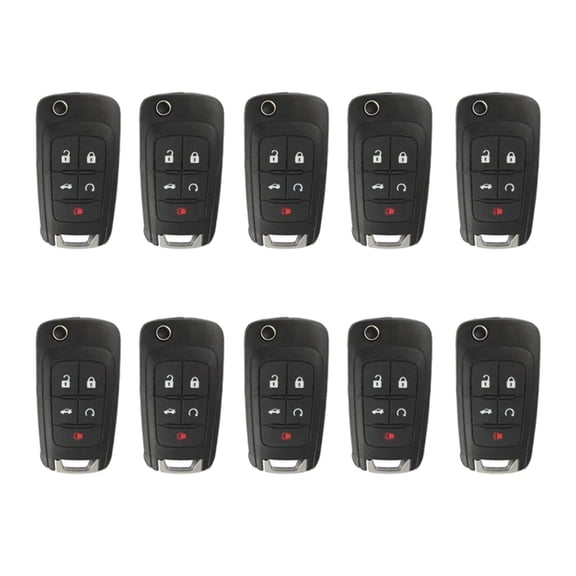 AKS KEYS Compatible with Buick Chevrolet GMC New Keyless Remote 5 Button Flip Car Key Fob Select Vehicles that Use FCC# OHT01060512 (10 Pack)