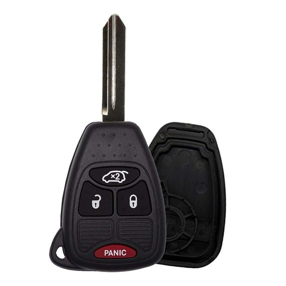 AKS KEYS Replacement for Chrysler Dodge Remote Key Shell Small Panic 4 Buttons Keyway Ilco Y159 Compatible with 2004 - 2012 Select Models. Shell Only, Electronic Board not Included